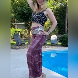 Hem & Thread tie dye split front boho Pallazzo pants